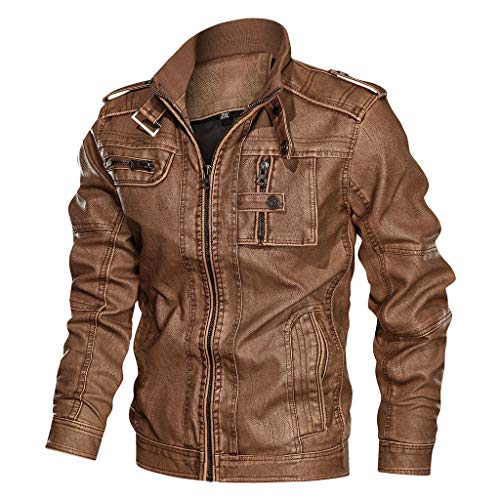 Celucke Herren Bomber Jacke Lederjacken aus Kunstleder Vintage Slim Fit,Männer Winterjacke Bikerjacke Übergangsjacke Celucke Herren Bomber Jacke Lederjacken aus Kunstleder Vintage Slim Fit,Männer Winterjacke Bikerjacke Übergangsjacke von Celucke