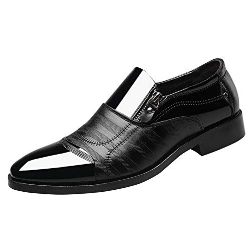 Celucke Herren Derby Schnürhalbschuhe Anzugschuhe Oxford Schuhe, Business Lederschuhe Smoking Lackleder Hochzeit Derby Leder Brogue (Schwarz, 46 EU) von Celucke