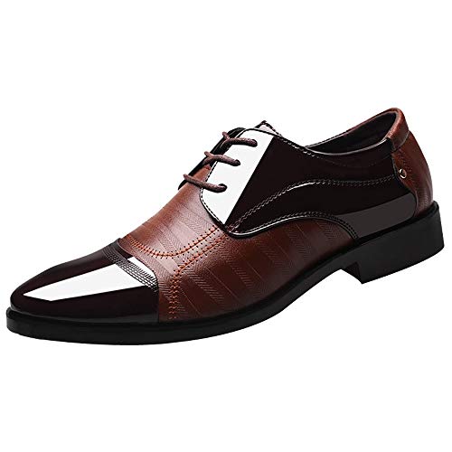 Celucke Herren Derby Schnürhalbschuhe Anzugschuhe Oxford Schuhe, Business Lederschuhe Smoking Lackleder Hochzeit Derby Leder Brogue von Celucke