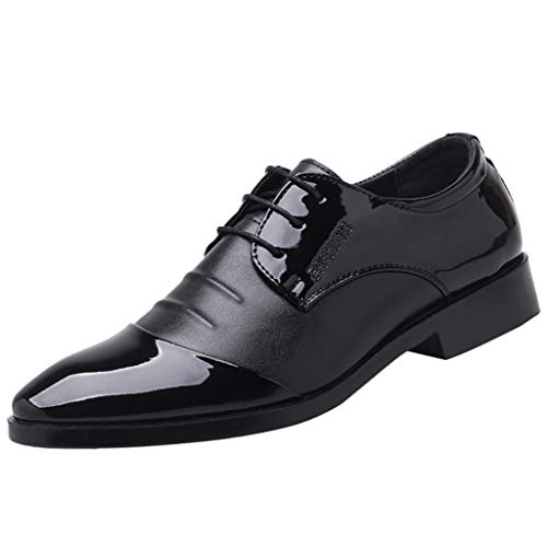 Celucke Herren Derby Schnürhalbschuhe Anzugschuhe Oxford Schuhe, Business Lederschuhe Smoking Lackleder Hochzeit Derby Leder Brogue von Celucke