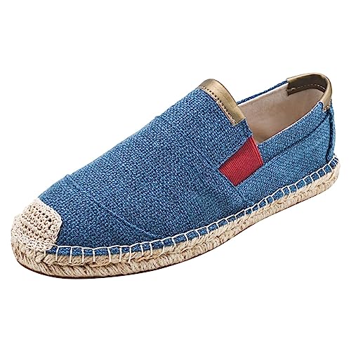 Celucke Herren Espadrilles Sommer Leinenschuhe Geflochtener Boden Atmungsaktiv Leicht Einfarbig Männer Slip On Slipper Flache Segeltuchschuhe Freizeitschuhe Sportschuhe von Celucke