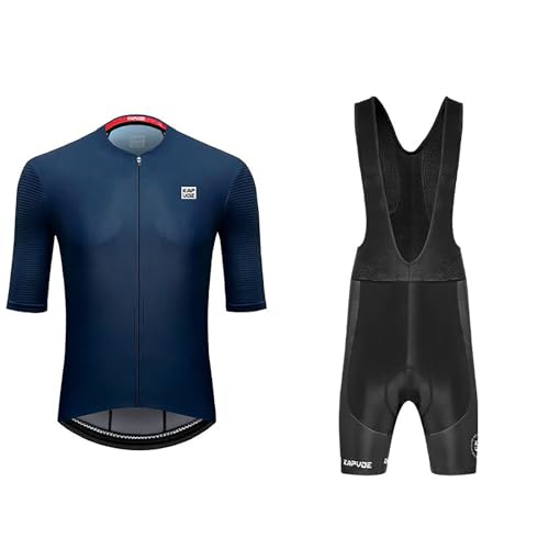 Celucke Herren Fahrradtrikot Kurzarm Set Shorts Fahrradbekleidung Set Fahrradanzug Set Kurzarm Trikot + Radlerhose Mit Sitzpolster Atmungsaktiv Schnell Trockend Radbekleidung Für Mountainbikes von Celucke