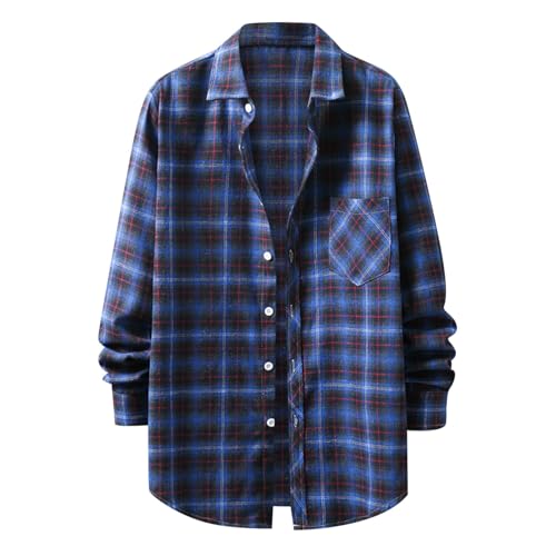 Celucke Herren Flanellhemd Kariert Übergröße Langarm Herbst Winter Holzfällerhemd Outdoor Arbeitshemd Freizeit Hemdjacke Regular-Fit Knopfleiste Jacke Plus Size M-5XL von Celucke
