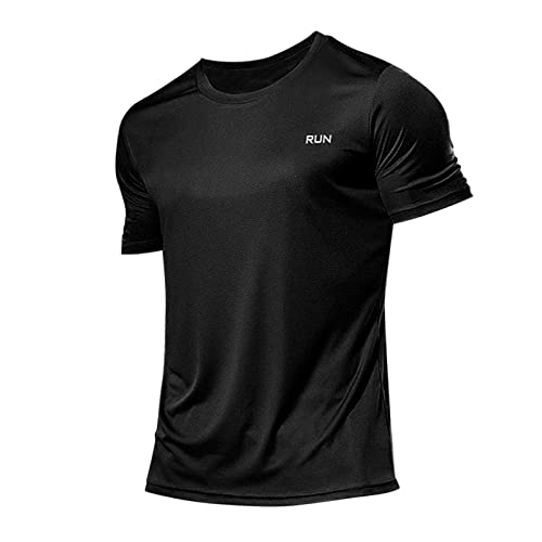 Celucke Herren Funktionsshirt Kurzarm Kompressionsshirt T Shirts Männer Rundhalsausschnitt Sport Shirt Laufshirt Trainingsshirt, Atmungsaktiv Schnelltrocknend Compression Stretch (Schwarz, S) von Celucke