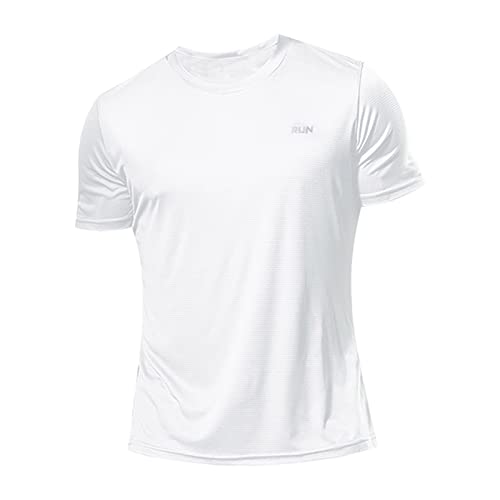 Celucke Herren Funktionsshirt Kurzarm Kompressionsshirt T Shirts Männer Rundhalsausschnitt Sport Shirt Laufshirt Trainingsshirt, Atmungsaktiv Schnelltrocknend Compression Stretch (Weiß, S) von Celucke