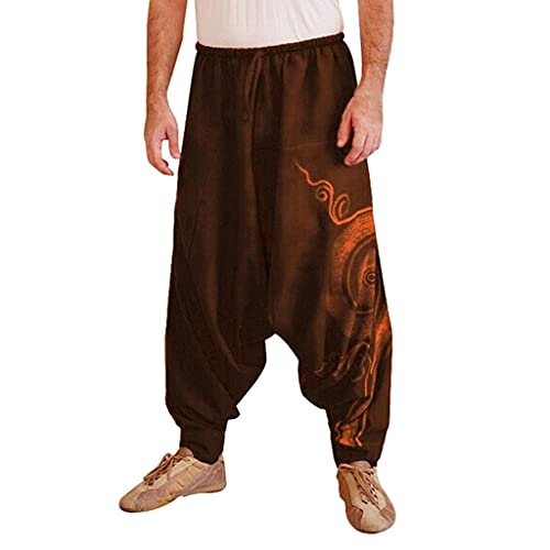 Celucke Herren Haremshose Mode,Männer Aladinhose Pluderhose Yoga Goa Hosen Sarouel Baggy Freizeithose von Celucke