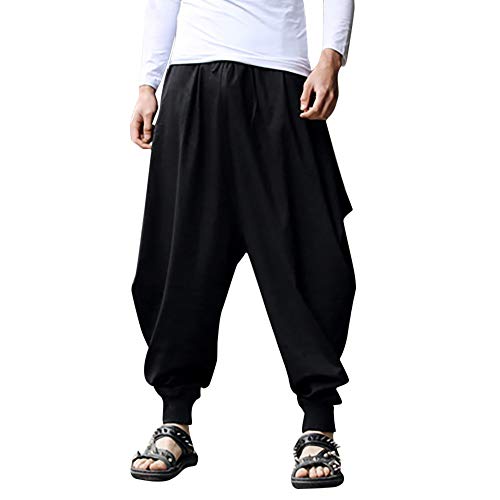 Celucke Herren Haremshose Mode,Männer Aladinhose Pluderhose Yoga Goa Hosen Sarouel Baggy Freizeithose von Celucke