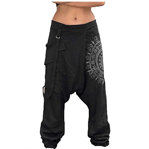 Celucke Herren Haremshose mit Gedruckten,Männer Pumphose Aladinhose Pluderhose Yoga Goa Hosen Baggy Freizeithose von Celucke