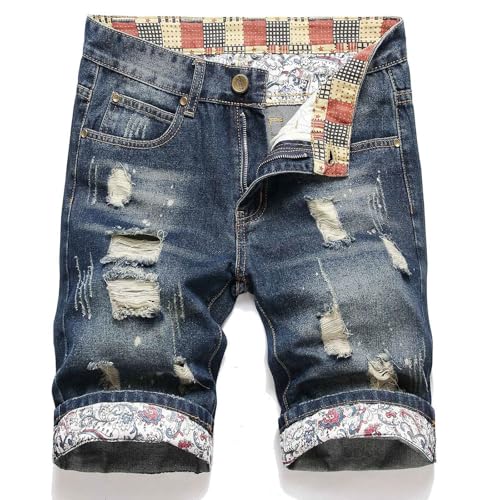 Celucke Herren Jeans Shorts Patches Kurze Hose Sommer Bermuda Denim im Used-Look, Männer Vintage Jeanshose Label Moderne Slim Fit Mix Celucke Herren Jeans Shorts Patches Kurze Hose Sommer Bermuda Denim im Used-Look, Männer Vintage Jeanshose Label Moderne Slim Fit Mix von Celucke