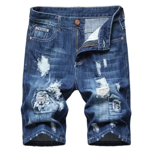 Celucke Herren Jeans Shorts Patches Kurze Hose Sommer Bermuda Denim im Used-Look, Männer Vintage Jeanshose Label Moderne Slim Fit Mix Celucke Herren Jeans Shorts Patches Kurze Hose Sommer Bermuda Denim im Used-Look, Männer Vintage Jeanshose Label Moderne Slim Fit Mix von Celucke
