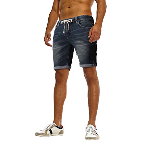 Celucke Herren Jeansbermudas Sweat Jeans Denim Jogger Shorts Sommer Kurze Hose, Kordelzug Slim Bermuda Männer von Celucke