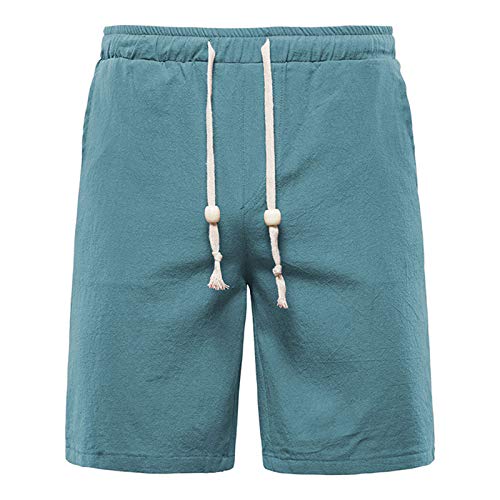 Celucke Herren Kurze Hose Leinenhose Übergroße Freizeithose Einfarbig Casual Strandhose Lose Sommerhose Jogginghose für Männer von Celucke