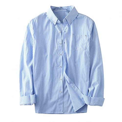Celucke Herren Langarm Hemd Männer Shirt Leinenhemd Hemden Shirts Sommerhemd Langarmhemd Langarmshirt Freizeithemd Tshirt (Blau,XXL) von Celucke