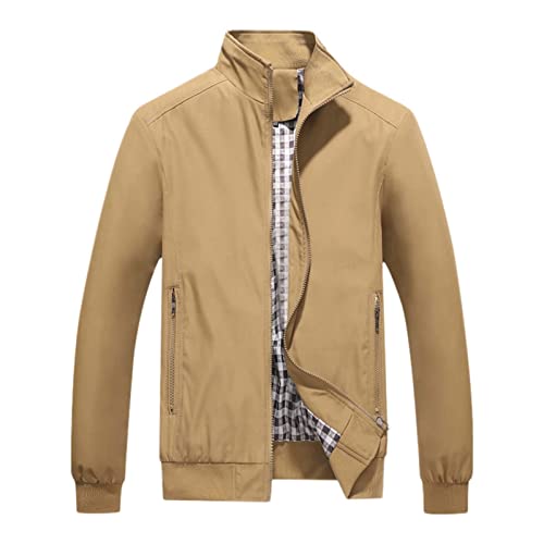 Celucke Herren Leichte Jacke Langarm Bomberjacke Casual Sportjacke Übergangsjacke für Business Freizeit(Khaki,M) von Celucke