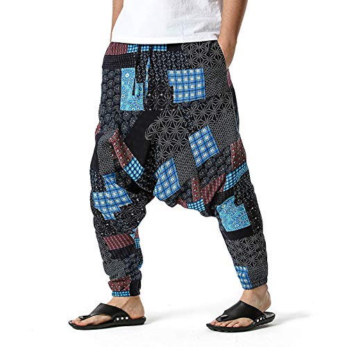 Celucke Herren Leinenhose Sommer Herbst Freizeithose Einfarbig Stoffhose Regular Fit, Männer Casual Strandhosen Leinen Hose Jogginghose Bequem Leichte Atmungsaktives (Marine, L) von Celucke