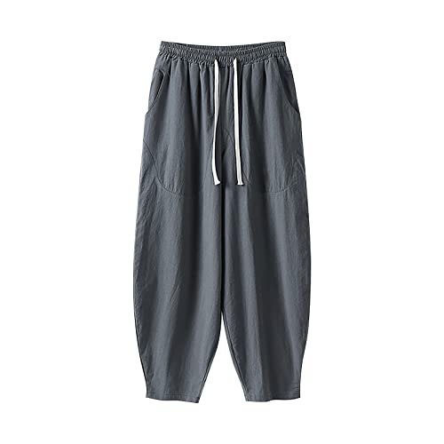 Celucke Herren Leinenhose Stoffhose Sommer Freizeithose Leicht Strandhosen Männer Haremshose Baggy Jogginghose Islamische Kleidung Arabische Kleidung von Celucke