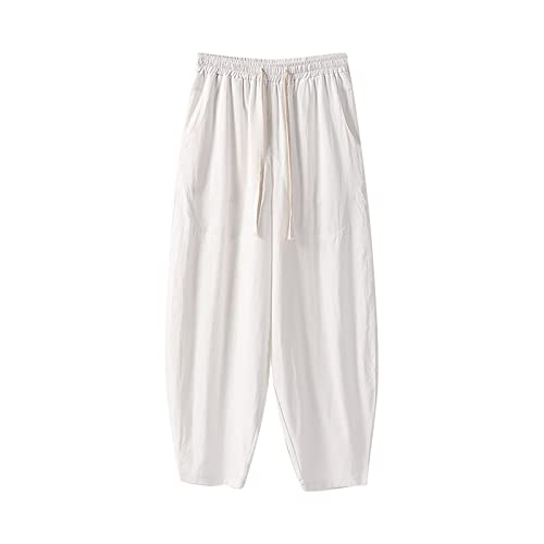 Celucke Herren Leinenhose Stoffhose Sommer Freizeithose Leicht Strandhosen Männer Haremshose Baggy Jogginghose Islamische Kleidung Arabische Kleidung von Celucke