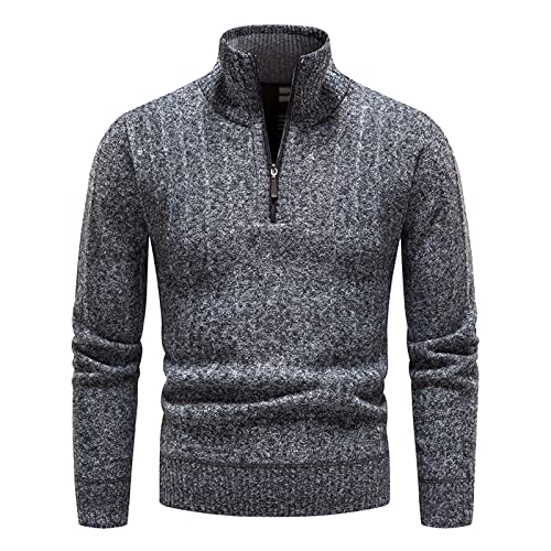 Celucke Herren Rollkragen Pullover Rollkragenpulli Warme Feinstrick Sweater Strickpullover Freizeit Slim fit Basic Männer Pulli(Dunkelgrau,XL) von Celucke