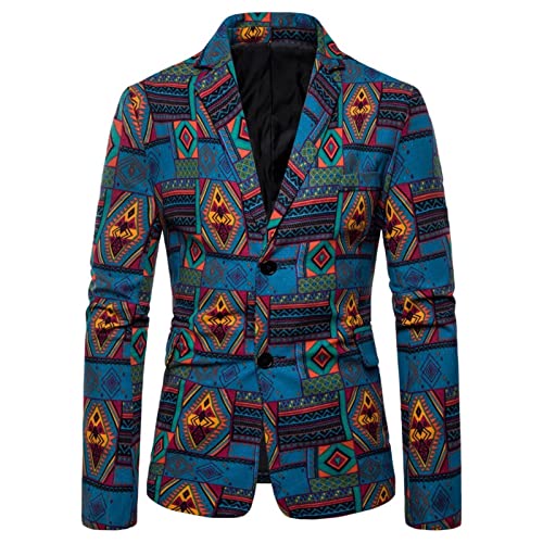 Celucke Herren Sakko Sportlich Freizeit Blazer Regular Fit Multi Pocket Vintage Print Anzug Lässig Business Anzugjacke 4XL von Celucke