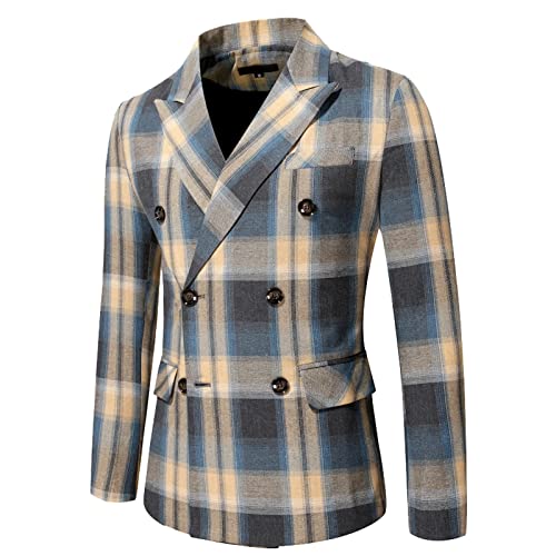 Celucke Herren Sakko Sportlich Slim Fit Blazer Männer Zweireihiger Anzug Modern Freizeit Jackett Business Anzugjacke M von Celucke