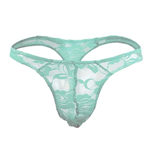 Celucke Herren Spitzen String Tanga Sissy Slips Höschen Mini Sexy G-String Dessous Unterwäsche Low Rise Erotik Reizwäsche Unterhose von Celucke