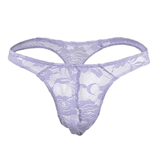 Celucke Herren Spitzen String Tanga Sissy Slips Höschen Mini Sexy G-String Dessous Unterwäsche Low Rise Erotik Reizwäsche Unterhose von Celucke