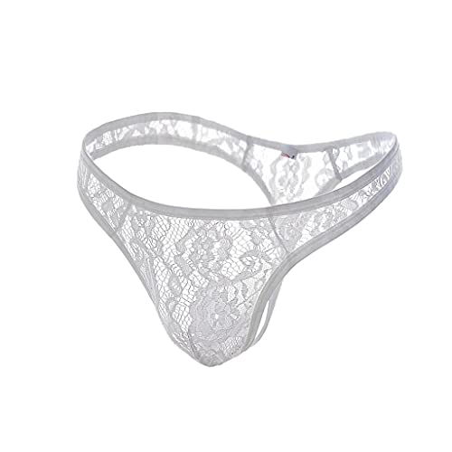 Celucke Herren Spitzen String Tanga Sissy Slips Höschen Mini Sexy G-String Dessous Unterwäsche Low Rise Erotik Reizwäsche Unterhose von Celucke