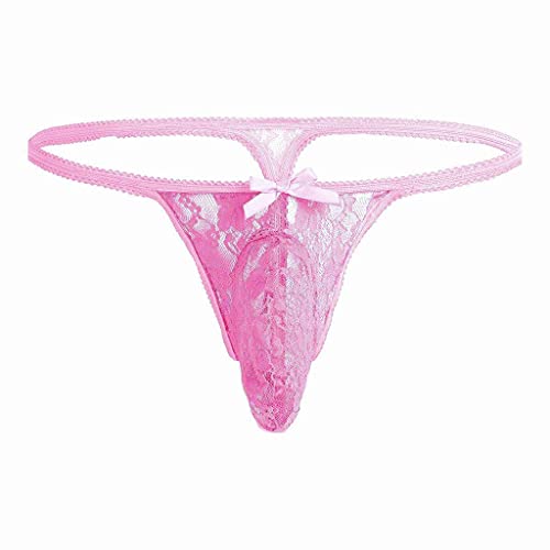 Celucke Herren Spitzen String Tanga Sissy Slips Höschen Mini Sexy G-String Dessous Unterwäsche Low Rise Erotik Reizwäsche Unterhose von Celucke