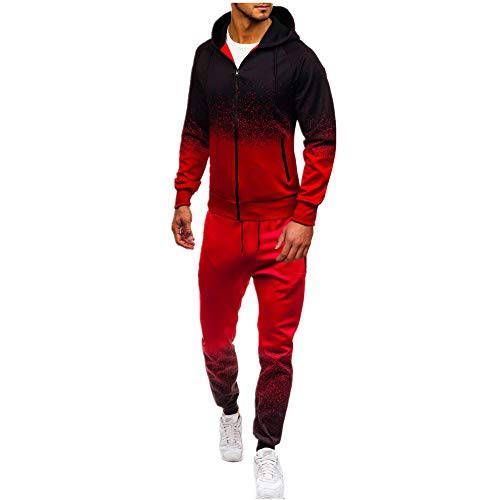 Celucke Herren Trainingsanzug Set Baumwolle Jogginganzug Set Winter Frühling Sportanzug, Kapuzenpullover Hoodie + Hosen Jogginghose von Celucke