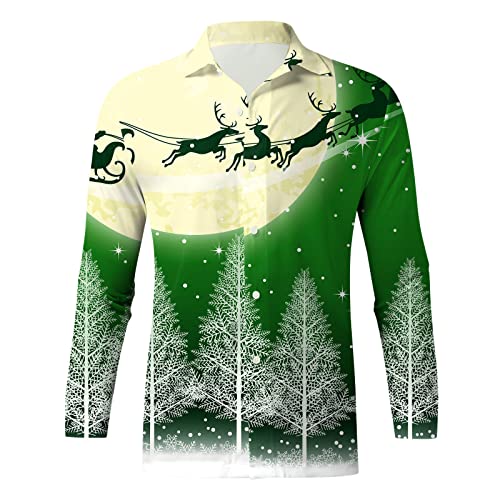 Celucke Herren Weihnachtshemd 3D Druck Lustige Christmas Shirt Weihnachten Langärm Slim Fit Lustige Hemden Männer Weihnachten Funky Hemd Freizeithemd von Celucke