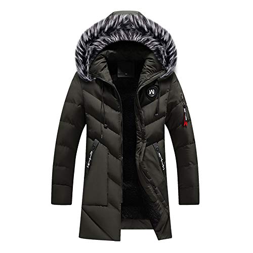 Celucke Herren Winterjacke Warme Wattierte Jacke mit Kapuze aus Kunstfell,Winter Steppjacke Dicke Daunenjacke Mode Kapuzenjacke von Celucke