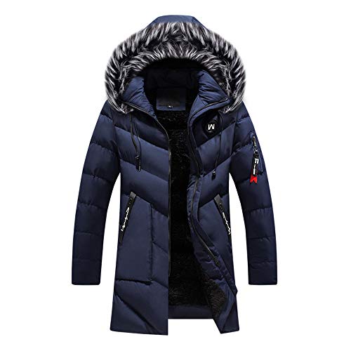 Celucke Herren Winterjacke Warme Wattierte Jacke mit Kapuze aus Kunstfell,Winter Steppjacke Dicke Daunenjacke Mode Kapuzenjacke von Celucke