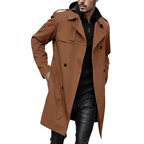 Celucke Herren Zweireiher Trenchcoat Lang Mantel mit Gürtel Mode Herbst Einfarbig Reverstasche Leichter Slim Fit Wintermantel Windbreaker Übergangsjacke Männer Herrenmantel Celucke Herren Zweireiher Trenchcoat Lang Mantel mit Gürtel Mode Herbst Einfarbig Reverstasche Leichter Slim Fit Wintermantel Windbreaker Übergangsjacke Männer Herrenmantel von Celucke