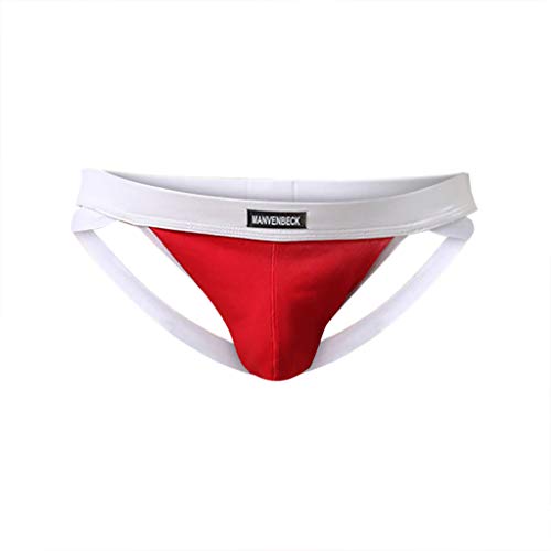 Celucke Jockstrap Herren Tangas Sport Slips, Hipster Unterwäsche Männer Slip Stretch Reizunterwäsche Mann Schlüpfer Bequeme Reizwäsche Dessous (Rot, XL) von Celucke