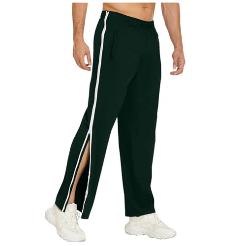 Celucke Jogginghose Herren Breite mit Seitlichem Reissverschluss Sporthose Seitlich Zu öffnen Abreißhose Reha Hose Freizeithose Locker Lässig Trainingshose Sportswear Sweathose mit Tasche von Celucke