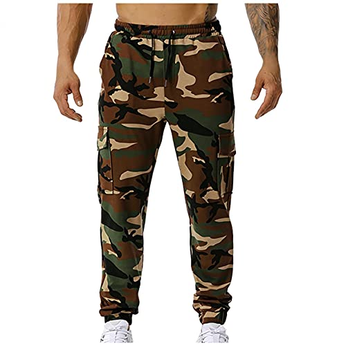 Celucke Jogginghose Herren Jogger Männer Camouflage Hose Lang Sporthose Taschen Freizeithose Mittlere Taille Comfortable Pants von Celucke