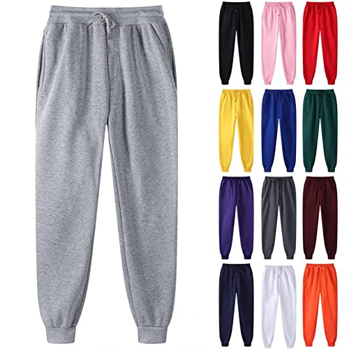 Celucke Jogginghose Hip-Hop Sporthose Fleece Sweatpants Trainingshose Freizeithose Lässige Loose Sweathose mit Taschen Oversize Baggysweat von Celucke