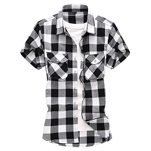 Celucke Kariertes Hemd Herren Shirt Hemd Freizeithemd Normale Passform Kurzarm Slim Fit Hemden Bügelfreies Kariert Hemd Trachtenhemd Karo Hemd von Celucke