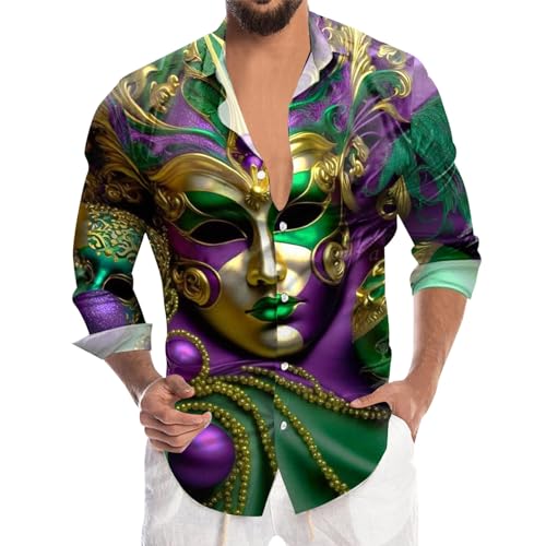 Celucke Karneval Hemd Musterhemd Glänzend Fasching T-Shirt mit Knopfleiste Kostüm Disco Langarmhemd Regular Fit Business Hemd Hochzeit, Freizeit Celucke Karneval Hemd Musterhemd Glänzend Fasching T-Shirt mit Knopfleiste Kostüm Disco Langarmhemd Regular Fit Business Hemd Hochzeit, Freizeit von Celucke