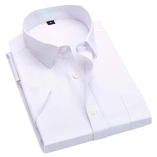 Celucke Kurzarmhemd Herren Businesshemd Modern fit Hemd Männer Revers Kurzarm Shirt Hemden Freizeithemden Sommer Business Top(Weiß,4XL) von Celucke