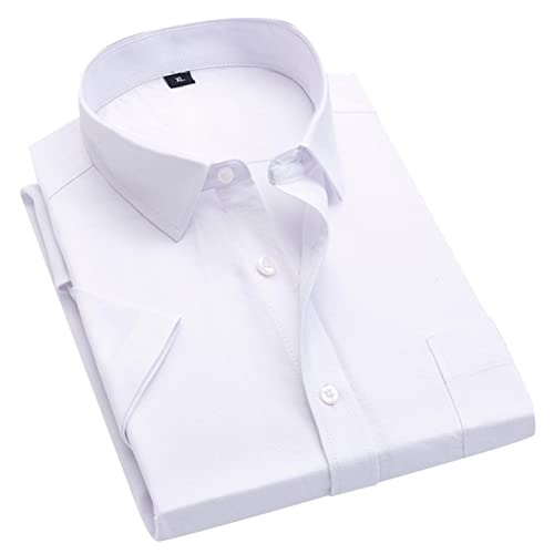 Celucke Kurzarmhemd Herren Businesshemd Modern fit Hemd Männer Revers Kurzarm Shirt Hemden Freizeithemden Sommer Business Top(Weiß,L) von Celucke