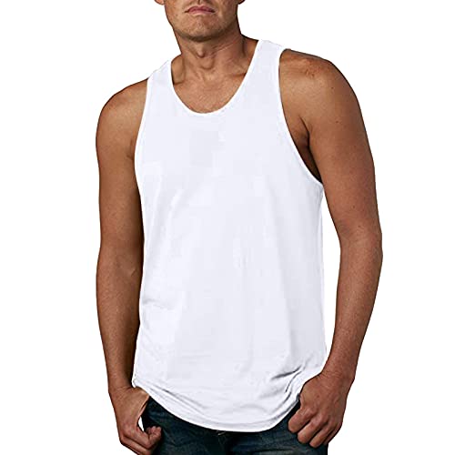 Celucke Lässiges Trägershirts Herren Tank Tops Print Tanktops Männer Tankshirt Fitness Muskelshirts Unterhemden Sommer Strand Sport Jogging Slim Fit (Weiß,XL) von Celucke