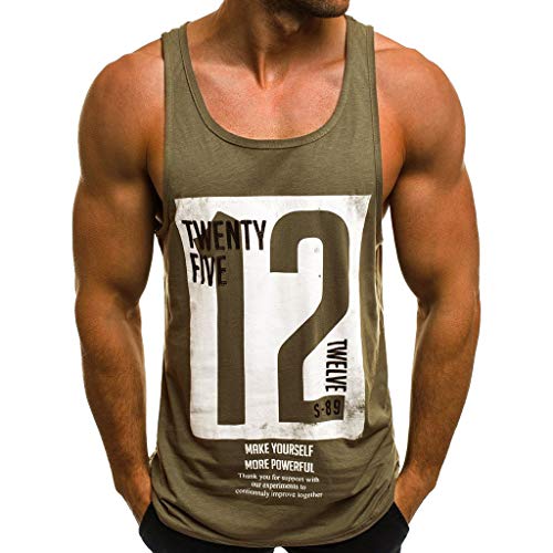 Celucke Lässiges Trägershirts Muskelshirt Herren Sport Print Tank Top Tanktops Männer Tankshirt Classic unterhemden Sommer Fitness Jogging (Grün,XL) von Celucke