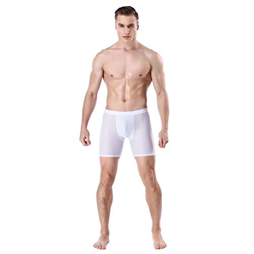 Celucke Männer Sport Unterwäsche, Lange EIS Mesh Auge Atmungsaktive Boxershorts Laufbekleidung Bein Lange Hosen von Celucke