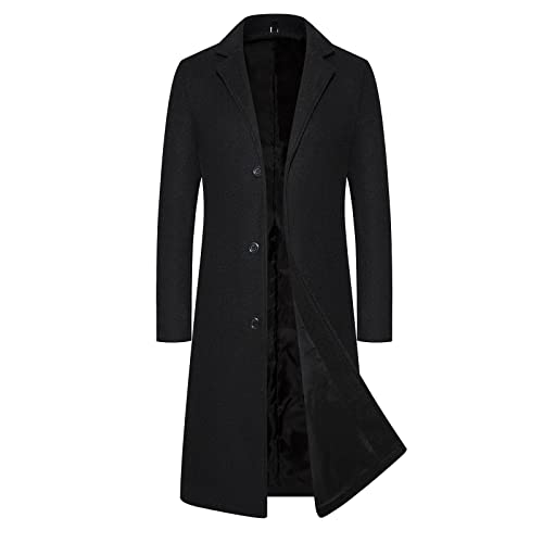 Celucke Mantenl Herren Jacke Slim Fit Winter Übergangsmantel Dünne Lässige Wintermantel Freizeitjacke Business Herrenmantel Lange Trenchcoat Jacken(Schwarz,XXL) von Celucke