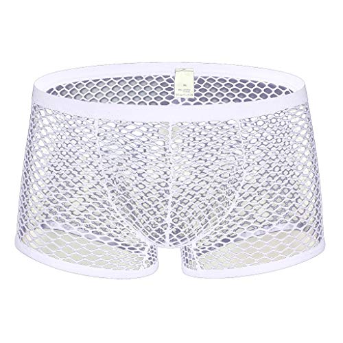 Celucke Mesh Boxershorts Herren Sexy Unterwäsche Männer Fischnetz Durchsichtige Unterhose Panty Transparent Retroshorts Basic Netz Trunks Unterhosen von Celucke