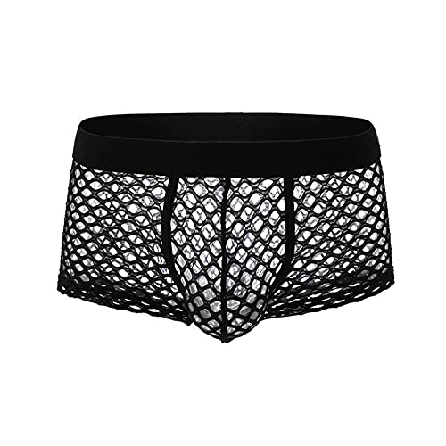 Celucke Mesh Boxershorts Herren Sexy Unterwäsche Männer Fischnetz Durchsichtige Unterhose Panty Transparent Retroshorts Basic Netz Trunks Unterhosen von Celucke