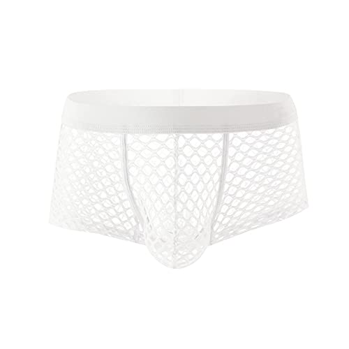 Celucke Mesh Boxershorts Herren Sexy Unterwäsche Männer Fischnetz Durchsichtige Unterhose Panty Transparent Retroshorts Basic Netz Trunks Unterhosen von Celucke