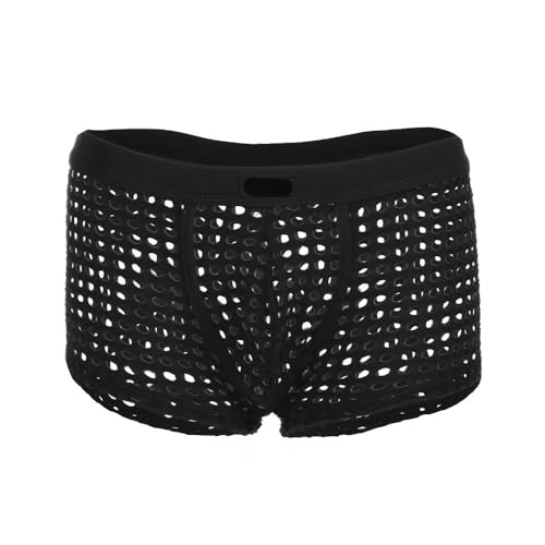 Celucke Mesh Boxershorts Herren Sexy Unterwäsche Männer Fischnetz Durchsichtige Unterhose Panty Transparent Retroshorts Basic Netz Trunks Unterhosen von Celucke