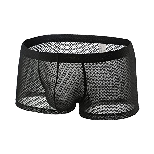 Celucke Mesh Unterwäsche Herren Boxershorts Sexy Transparente Unterhose Durchsichtige Kurze Boxer Shorts Soft Netz Autmungsaktiv Sportunterhose von Celucke